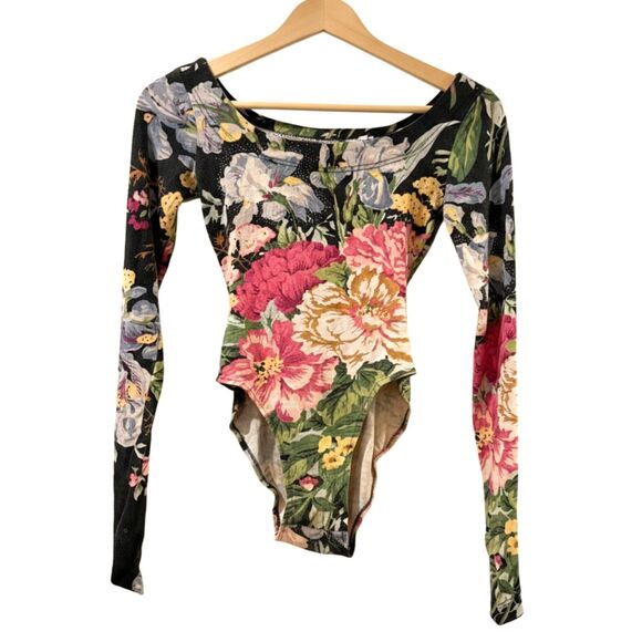 Vintage Betsey Johnson 80s/Early 90s "Punk Label" Floral Bodysuit - Picture 2 of 9